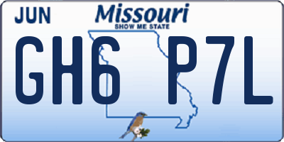 MO license plate GH6P7L