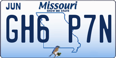 MO license plate GH6P7N