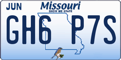 MO license plate GH6P7S