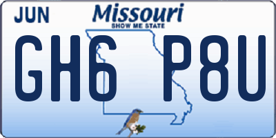 MO license plate GH6P8U