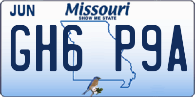 MO license plate GH6P9A
