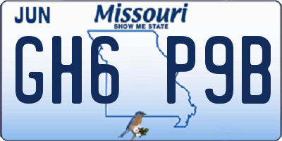 MO license plate GH6P9B