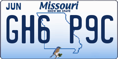 MO license plate GH6P9C