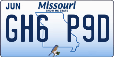MO license plate GH6P9D