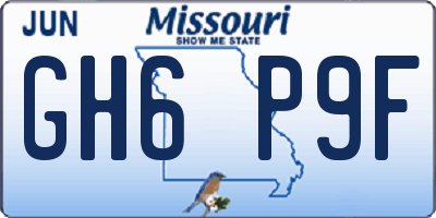 MO license plate GH6P9F