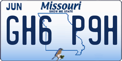 MO license plate GH6P9H