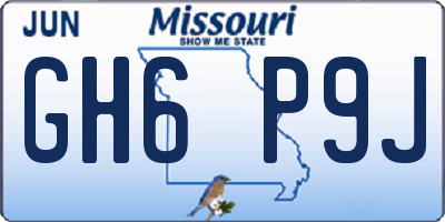 MO license plate GH6P9J