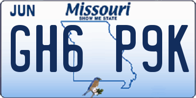 MO license plate GH6P9K