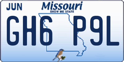 MO license plate GH6P9L