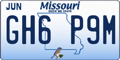 MO license plate GH6P9M