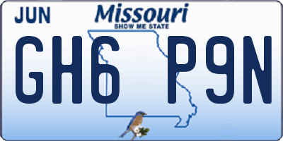 MO license plate GH6P9N