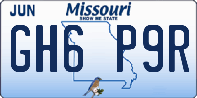 MO license plate GH6P9R