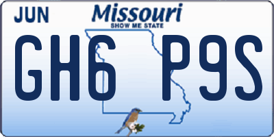 MO license plate GH6P9S