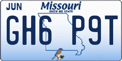 MO license plate GH6P9T