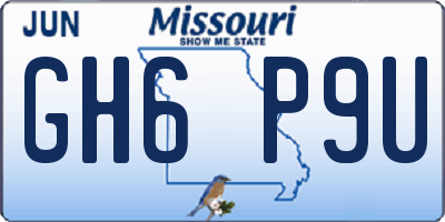 MO license plate GH6P9U