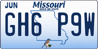 MO license plate GH6P9W