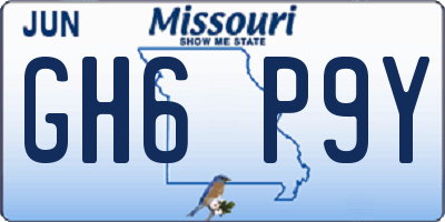 MO license plate GH6P9Y