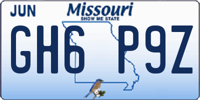 MO license plate GH6P9Z