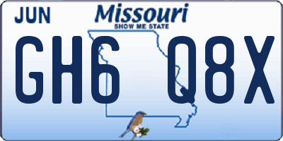 MO license plate GH6Q8X