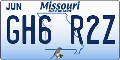 MO license plate GH6R2Z