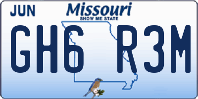 MO license plate GH6R3M