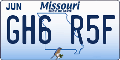 MO license plate GH6R5F