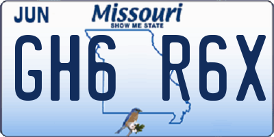 MO license plate GH6R6X
