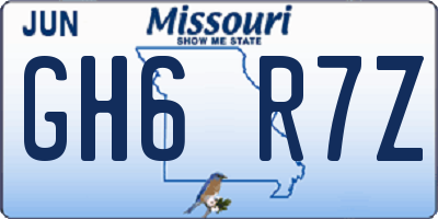 MO license plate GH6R7Z