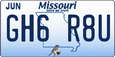 MO license plate GH6R8U