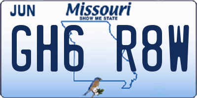 MO license plate GH6R8W