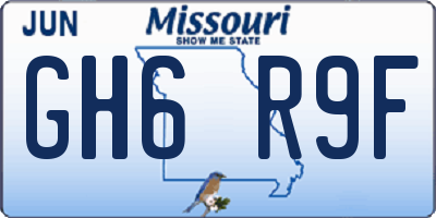 MO license plate GH6R9F