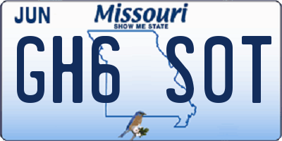 MO license plate GH6S0T