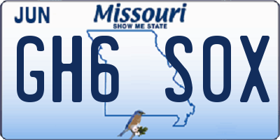 MO license plate GH6S0X