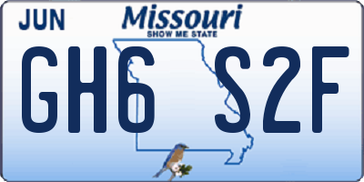 MO license plate GH6S2F