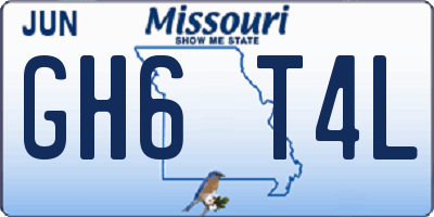 MO license plate GH6T4L