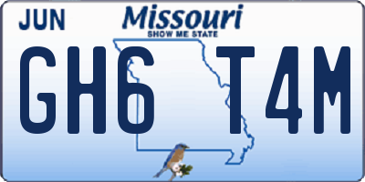 MO license plate GH6T4M
