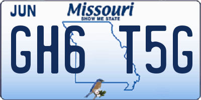 MO license plate GH6T5G