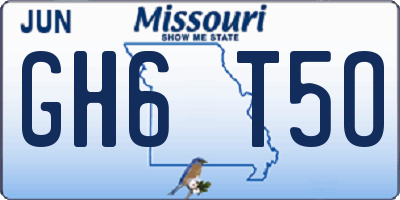 MO license plate GH6T5O
