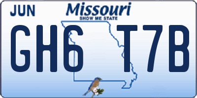 MO license plate GH6T7B