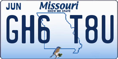 MO license plate GH6T8U