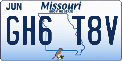 MO license plate GH6T8V