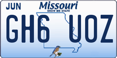 MO license plate GH6U0Z