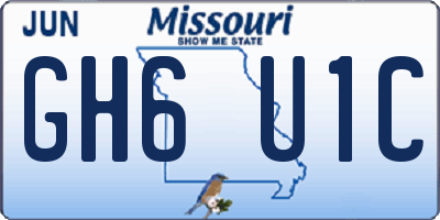 MO license plate GH6U1C