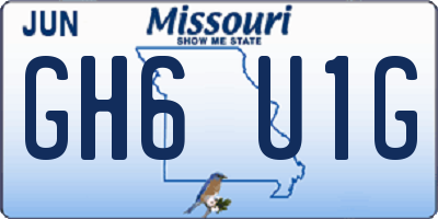 MO license plate GH6U1G