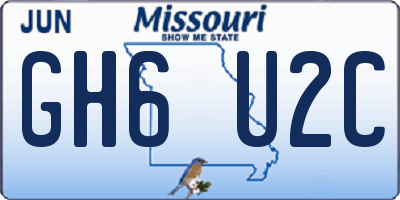 MO license plate GH6U2C