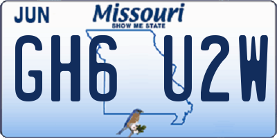MO license plate GH6U2W