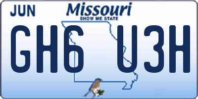 MO license plate GH6U3H