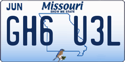 MO license plate GH6U3L