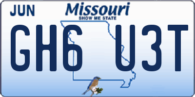 MO license plate GH6U3T