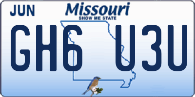 MO license plate GH6U3U